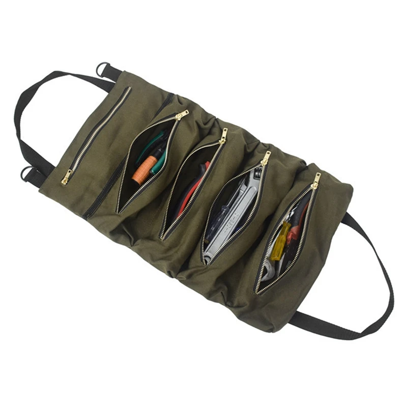 

Tool Bag, Multi-Purpose Tool Roll Bag, Wrench Roll Bag, Canvas Tool Storage Suspension Tool Zipper Carry Bag