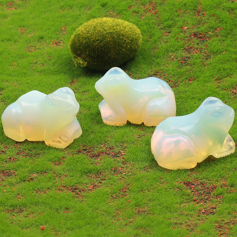 Статуэтка лягушки ручной работы опалитовый нефрит мини-кристалл животного чакра