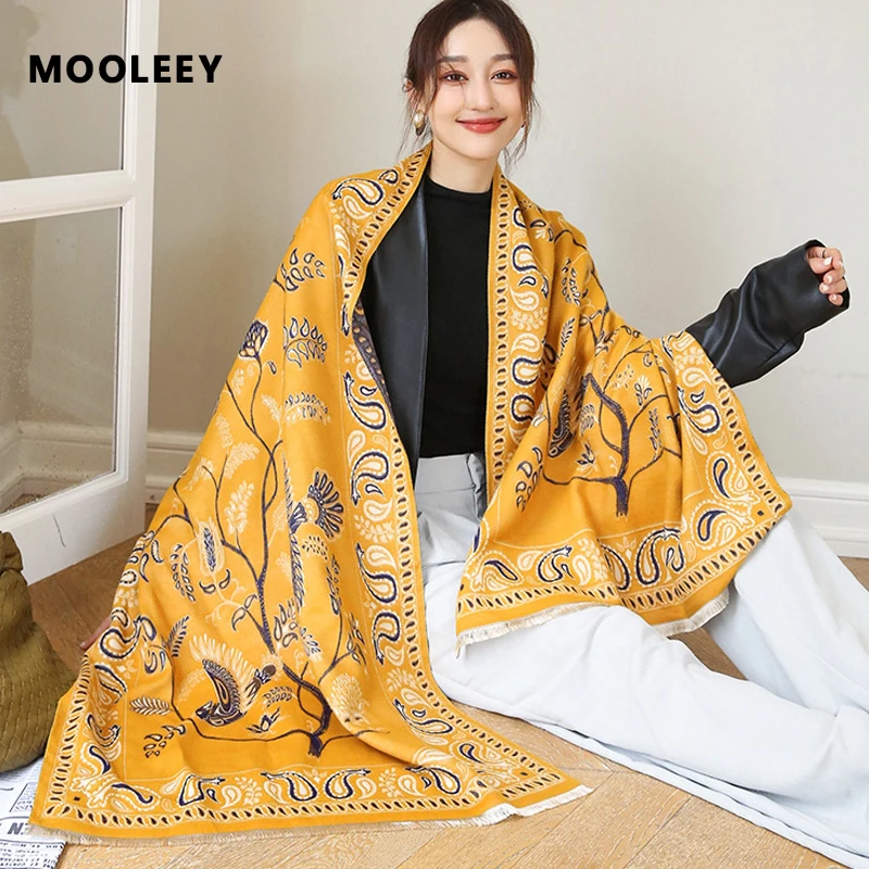 

Fashion Cashew Flower Print Cashmere Scarf with Tassel women Pashmina Foulard Travel Shawl Bufanda Designer Collar Scarf Winter