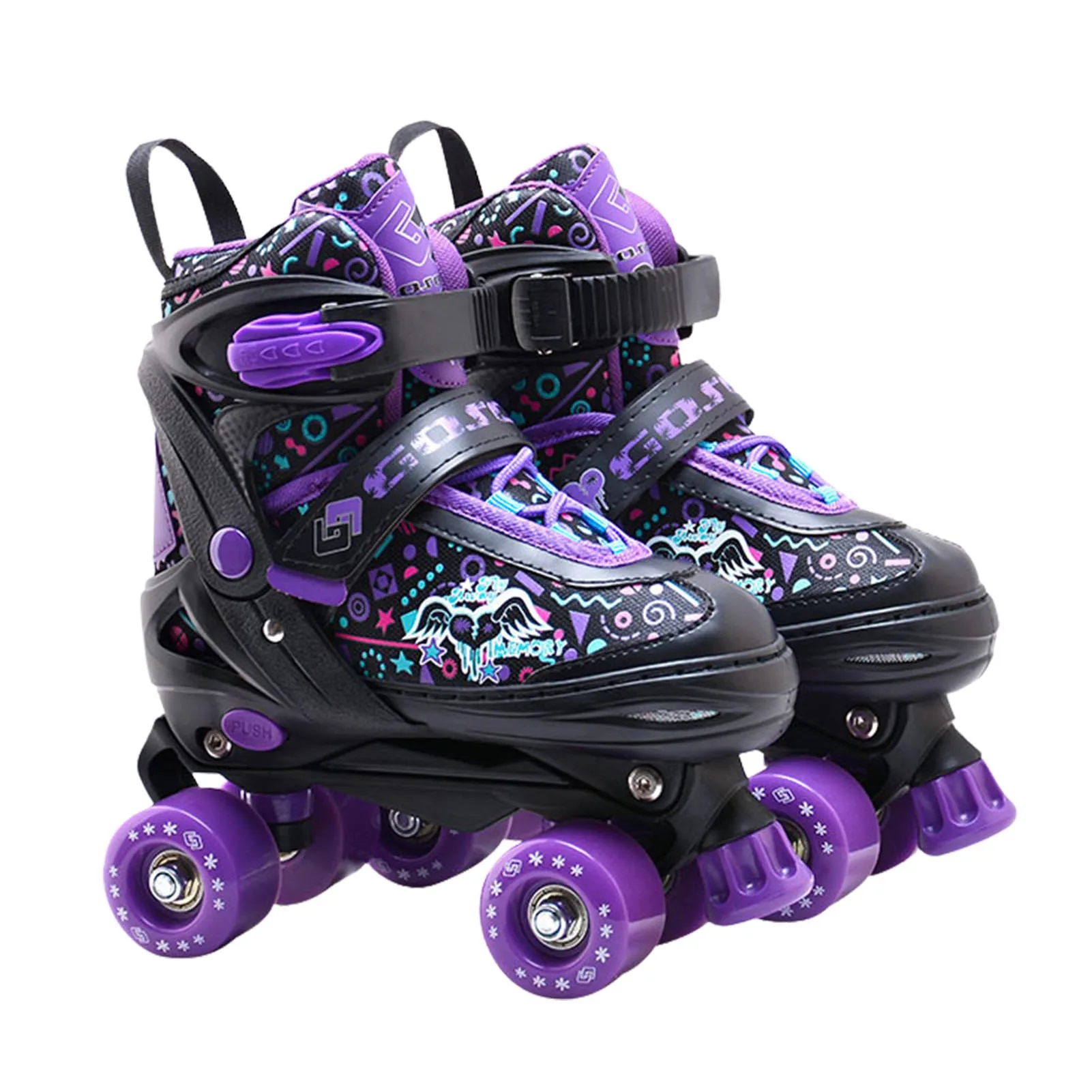 

Boys Girls Kids Skates Children Roller Skates Skating Shoes Sliding Adjustable Quad Sneakers 4 Wheels 2 Row Line Outdoor