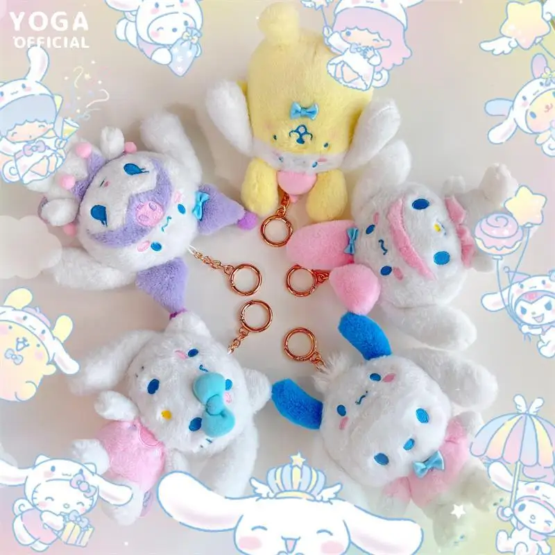 

13cm Kawaii Sanrio Anime Cinnamoroll Cute Kuromi Mymelody Pochacco Hello Kitty Plush Toy Doll Pendent Keychain Halloween Gift