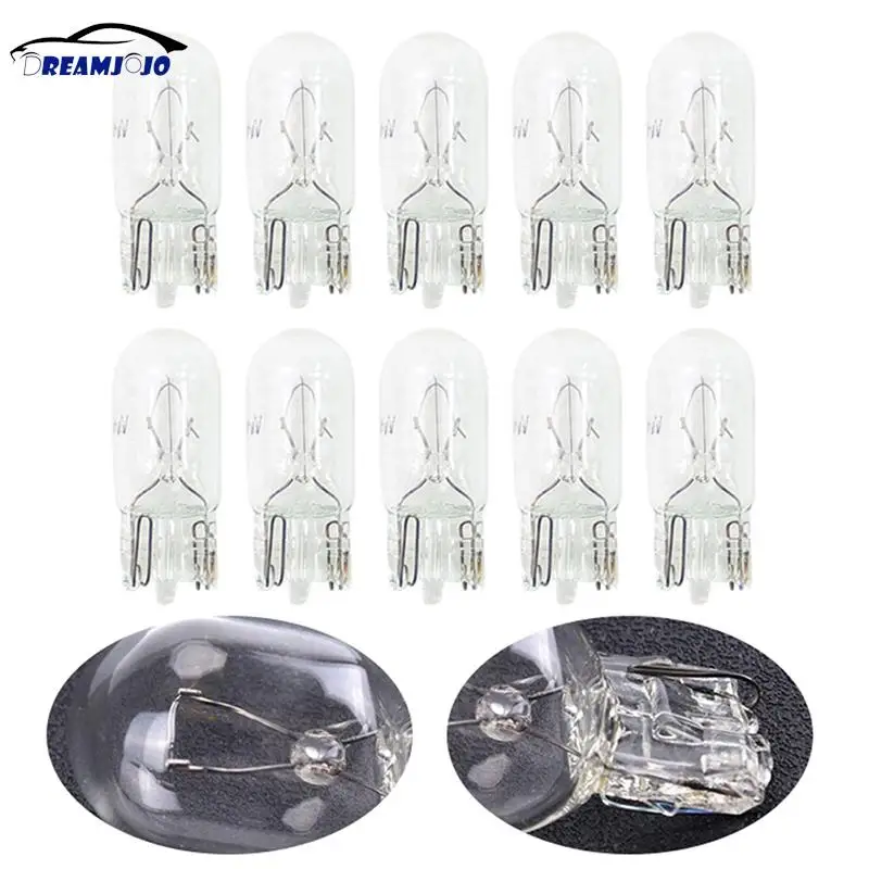 

10pcs Car T10 Halogen W5W 12v Auto Lamp Bulbs Instrument Light Reading Lights Clearance Lamp accesorios car led auto