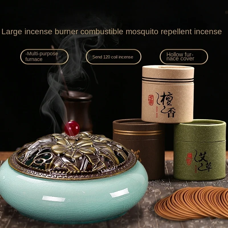 

Household large mosquito repellent incense tray, indoor incense and sandalwood stove, creative ceramic, household fireproof