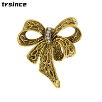 retro bow rhinestone brooch fashion womens clothing accessories brooches party corsage pins