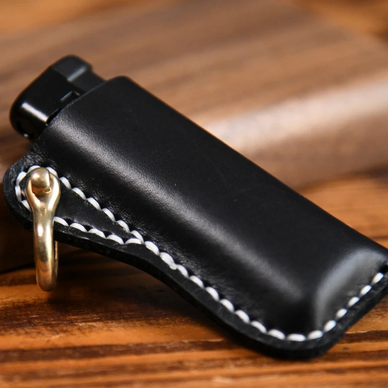 Ручная работа кожаная зажигалка Премиум полностью зернистая шкура ручная с