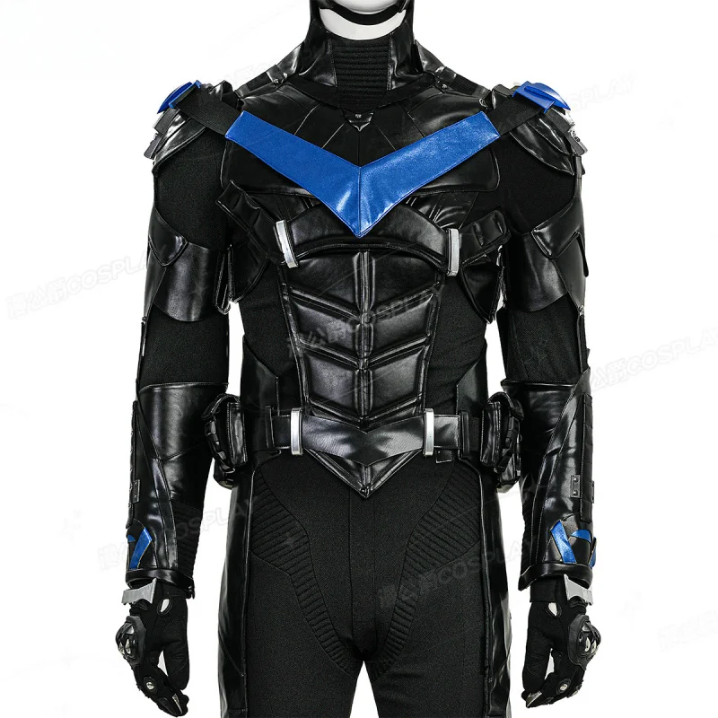Фото Arkham Knight Nightwing Косплей Костюм Мужчины Темный Рыцарь фэнтезийный комбинезон обувь реквизит маски Хэллоуин вечерние полный комплект летучая мышь униформа №4