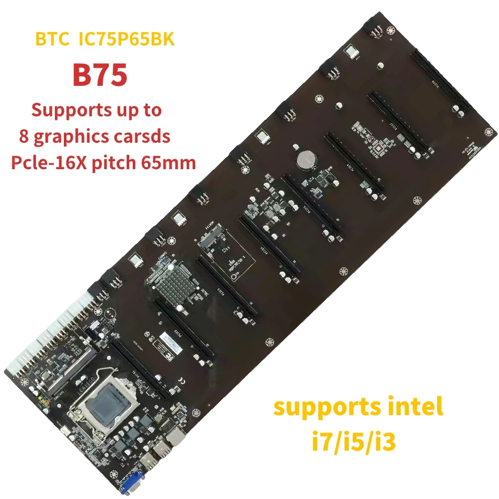 

Материнская плата B75 miner 8 pcie 16x, слоты для видеокарт, материнская плата 8 Гб памяти подходит для LGA 1155 eth Zec