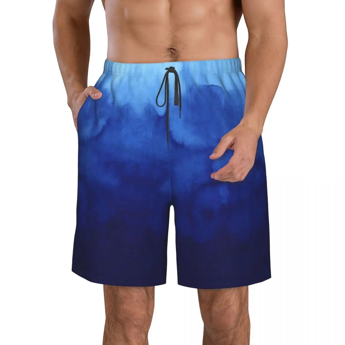 

Blue Ombre Men's Beach Shorts Pocket Ancient Egypt Egyptian Africa Swimsuit with Mesh Lining Men Beachwear Surfing Boardshorts
