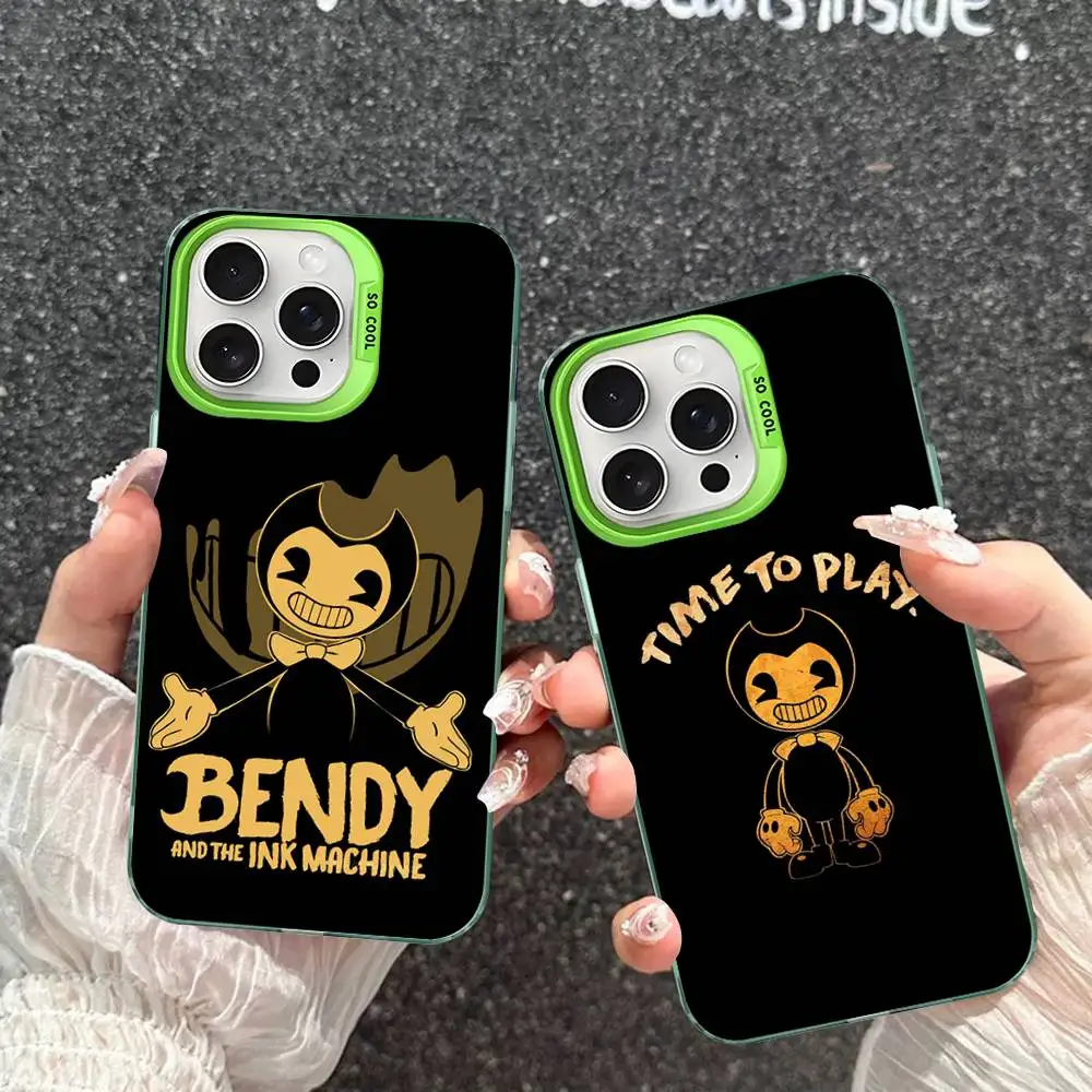 Фото Классический чехол для телефона B-Bendy And The I-Ink M-Machine для iPhone 17 16 15 14 11 12 13 Pro Max Plus Pro, цветной, серебристый №5