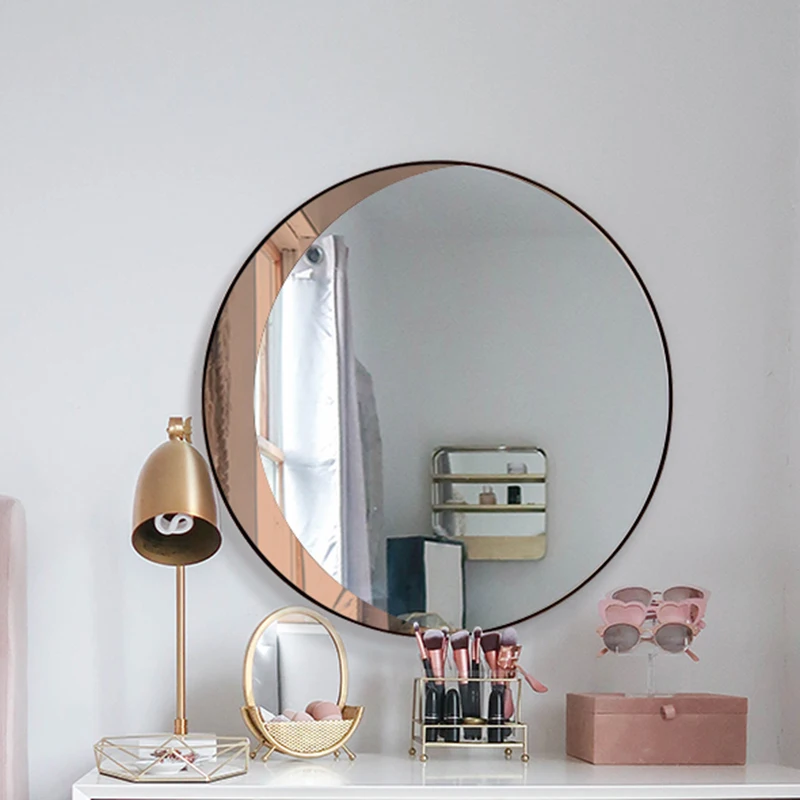 

Makeup Round Decorative Mirrors Bathroom Girl Glass Decorative Mirrors Stained Nordic Espelho Barbear Chuveiro Interior Decorate