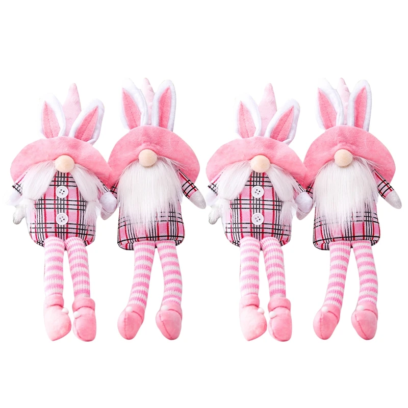 

JFBL Hot 4 PCS Easter Gnome Plush Doll Easter Faceless Spring Gnomes Plush Rabbit Toys Easter Faceless Doll Decorations
