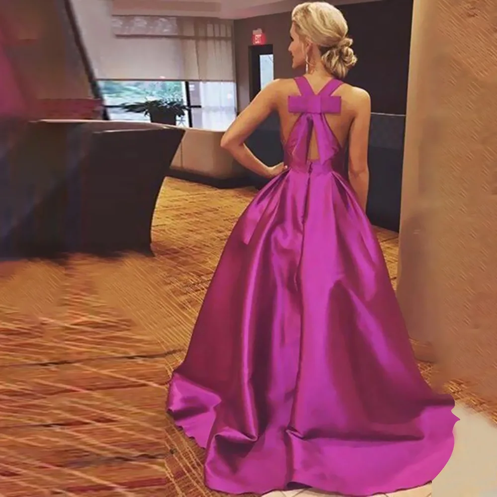 New Style Arrival Fashion Sexy V-neck Halter Elegant Tailing Gown Sleeveless Ladies Temperament Solid Color Sweet Evening Dress