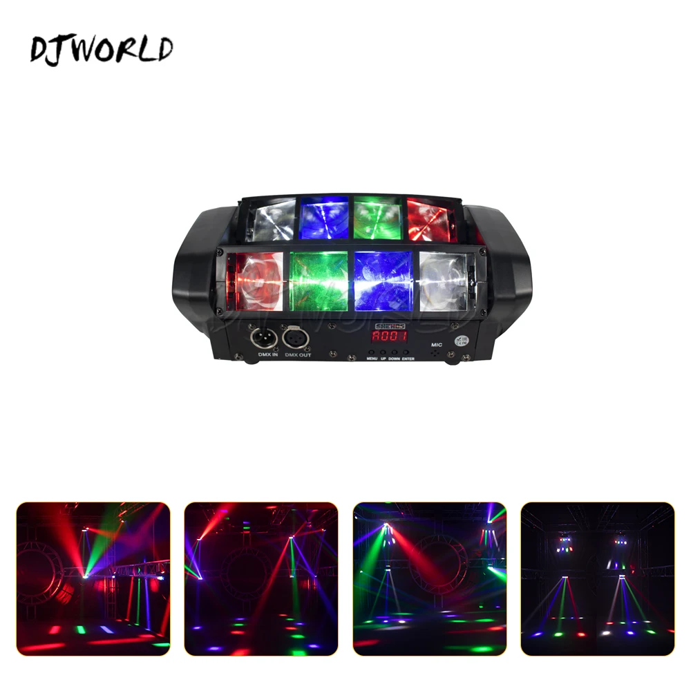 Mini LED Lights Beam 8x6W RGBW Spider Beam Moving Head Lighting DMX Profession Stage Equipment Dj Light Disco Nightclub Party