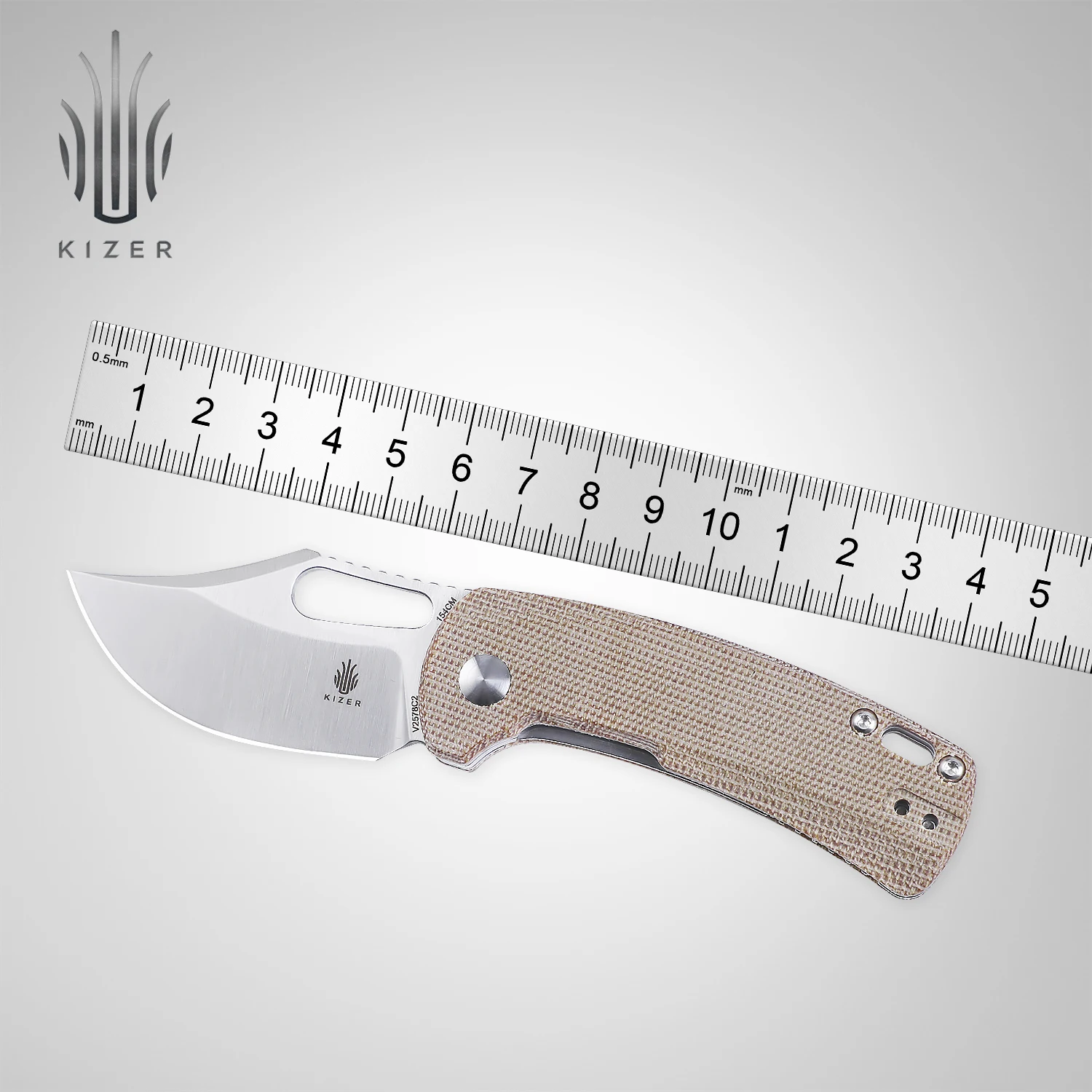 

Kizer V2578C1/C2 Urban Bowie EDC Pocket Knives G10 Micarta Handle Piercing Bowie 154CM Steel Small Folding Knife Deep Carry
