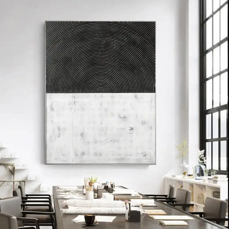 

Original Black and White Minimalist Wall Art Large Abstract Canvas Painting for Wall Modern Abstract Canvas Wall ArtBig oilhuge