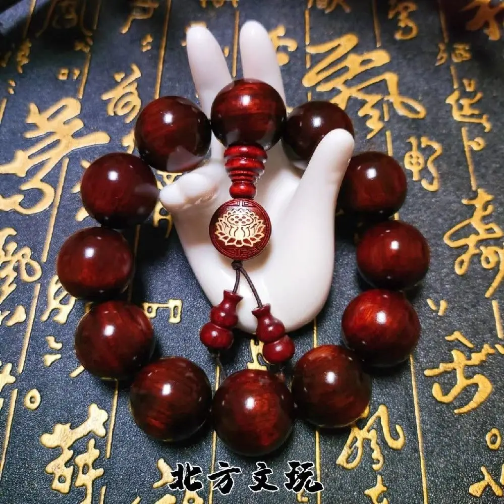 

SNQPAuthentic маленькие бусины из красного сандалового дерева, ручная цепочка Будды, аромат, мужские и женские универсальные 108 Wen