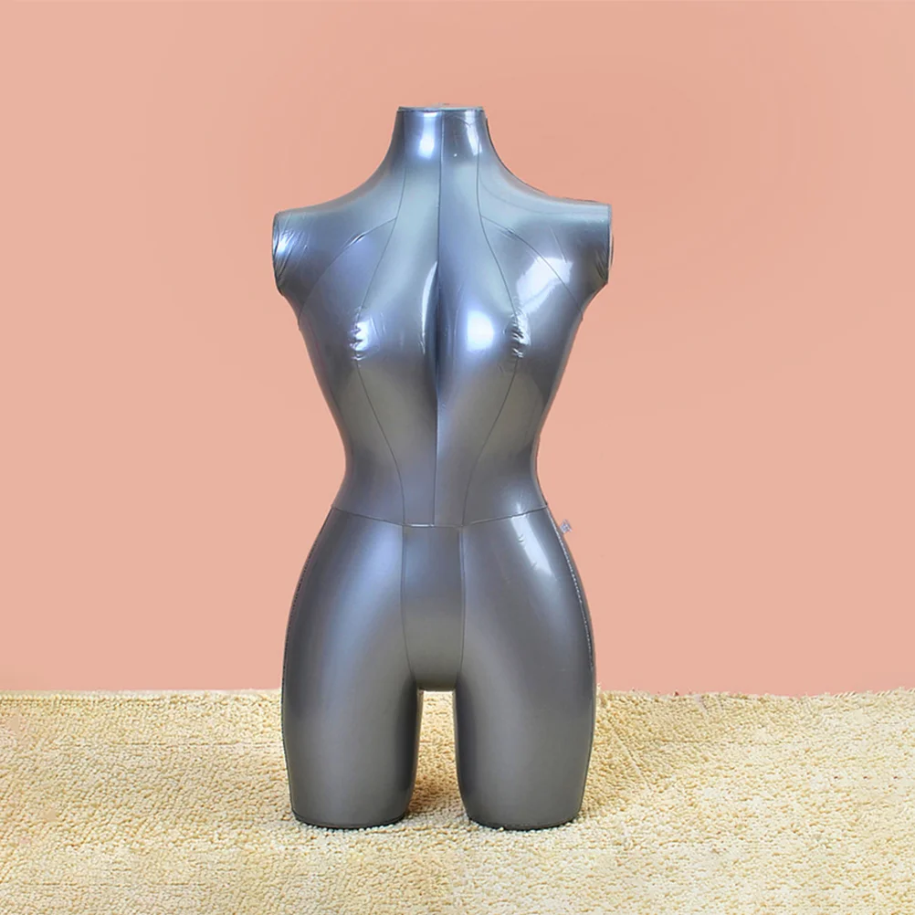 Inflatable Mannequin Bust Mannequins Model Rack Apparel 86x83cm Clothes Display Silver Pvc Dress Miss images - 6