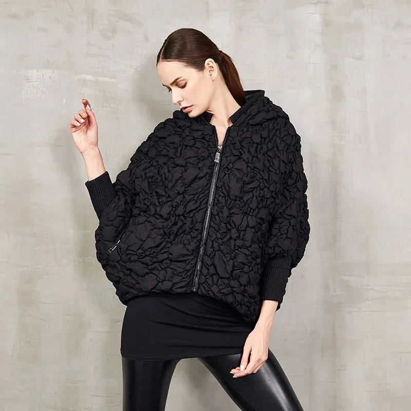 Embroidery Light Luxury Down Jacket Women's Spring New Short Fashion Design Sense Hooded Trendy Cape 90 White Duck Down Coat