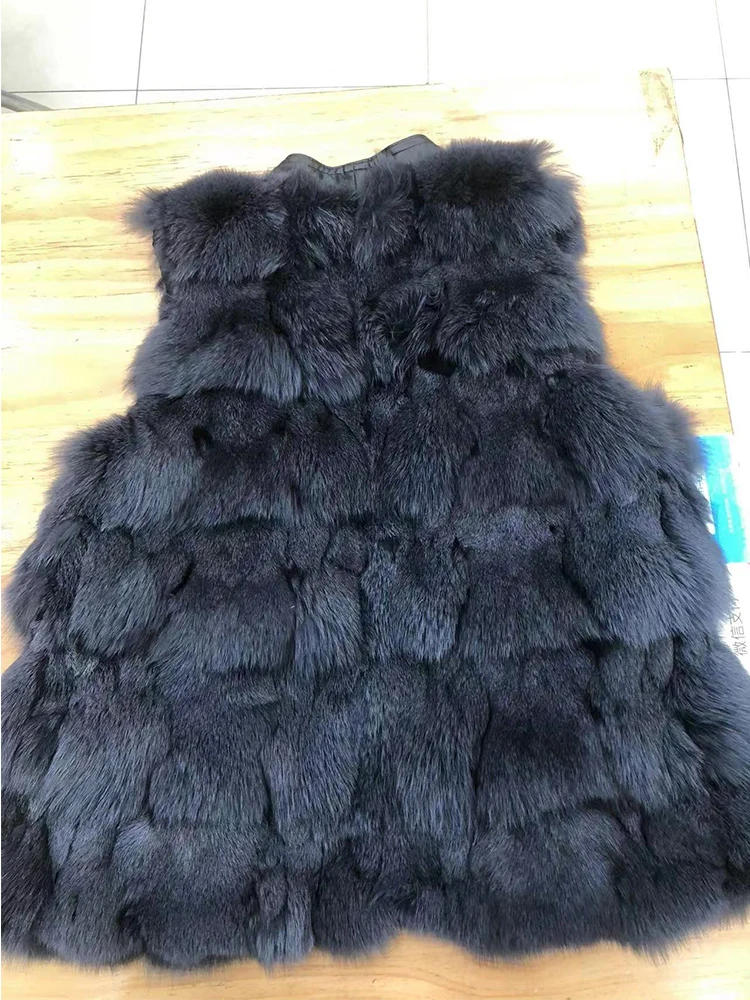 Fashion Real Fox Fur Vest High-end Women Sleeveless Fur Gilet Natural Genuine Sheepskin Fur Jacket Women Coat