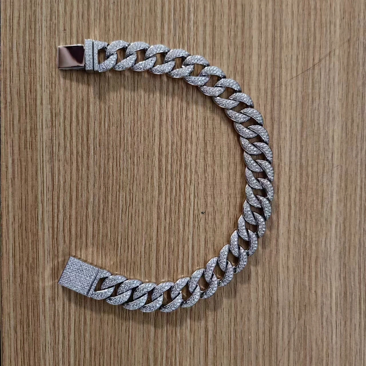 Мужской браслет из серебра 925 пробы с муассанитом 6-20 мм