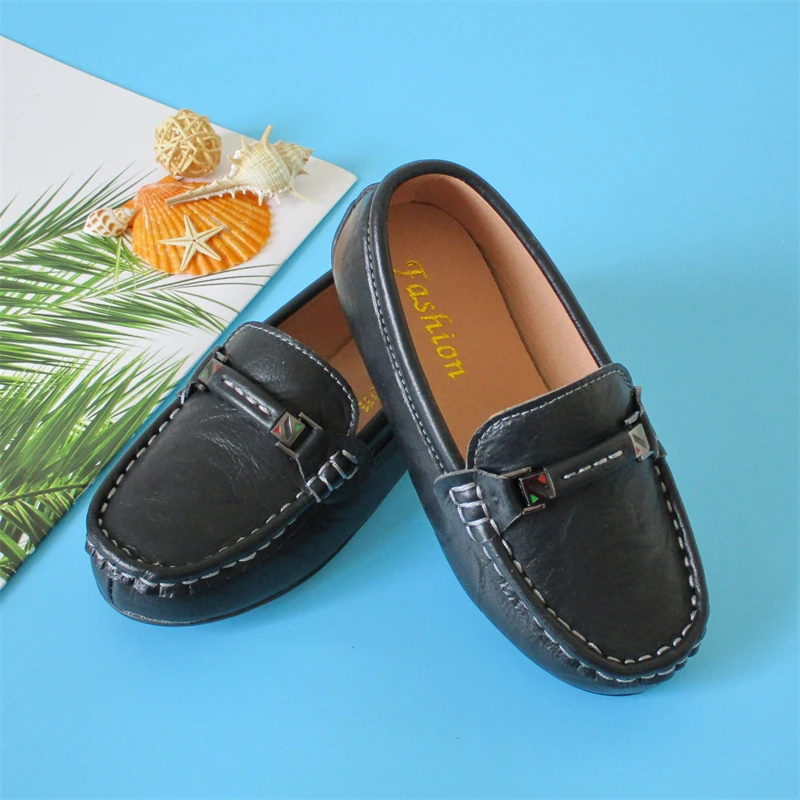

New Children Loafers Boys Leather Shoes Baby Toddler Flats Casual Breathable Student School Dress Moccasins Kids 02A