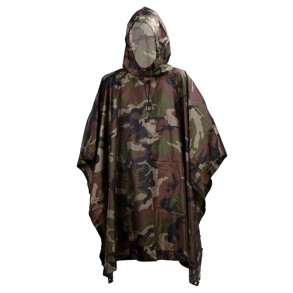 

US Woodland Camouflage Folding Raincoat Men for Hiking Portable Military Tactical Poncho Impermeable Trekking Waterproof Rain