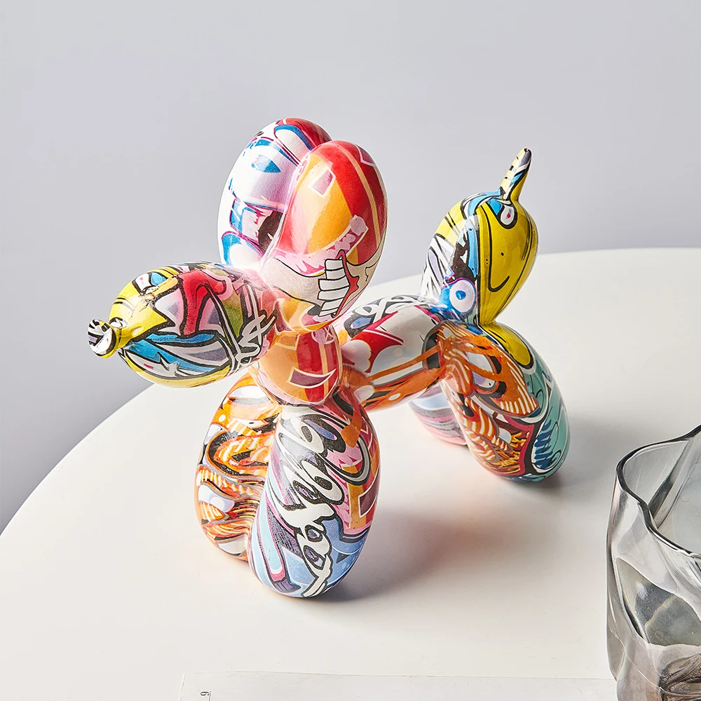 

Креативное украшение для дома, цветной граффити, воздушный шар, скульптура собаки, современный Настольный Декор, спальня, гостиная, животно...