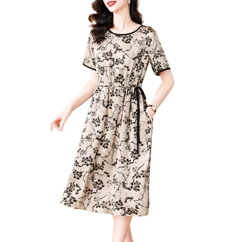 Летняя одежда для мам платье новая мода Xiangyun длинное с цветочным принтом женщин