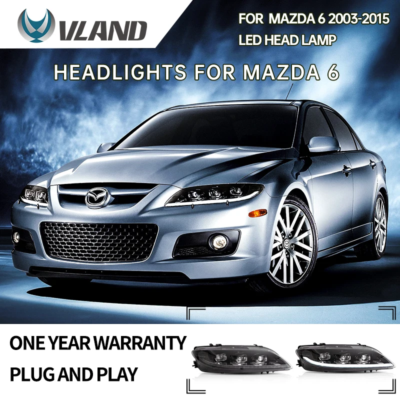 

Передние фары VLAND для MAZDA 6 светодиодный фары 2003-2015, автомобильные аксессуары, товары светодиодный ные ДХО, Reiz Mark X, автомобильные аксессуары