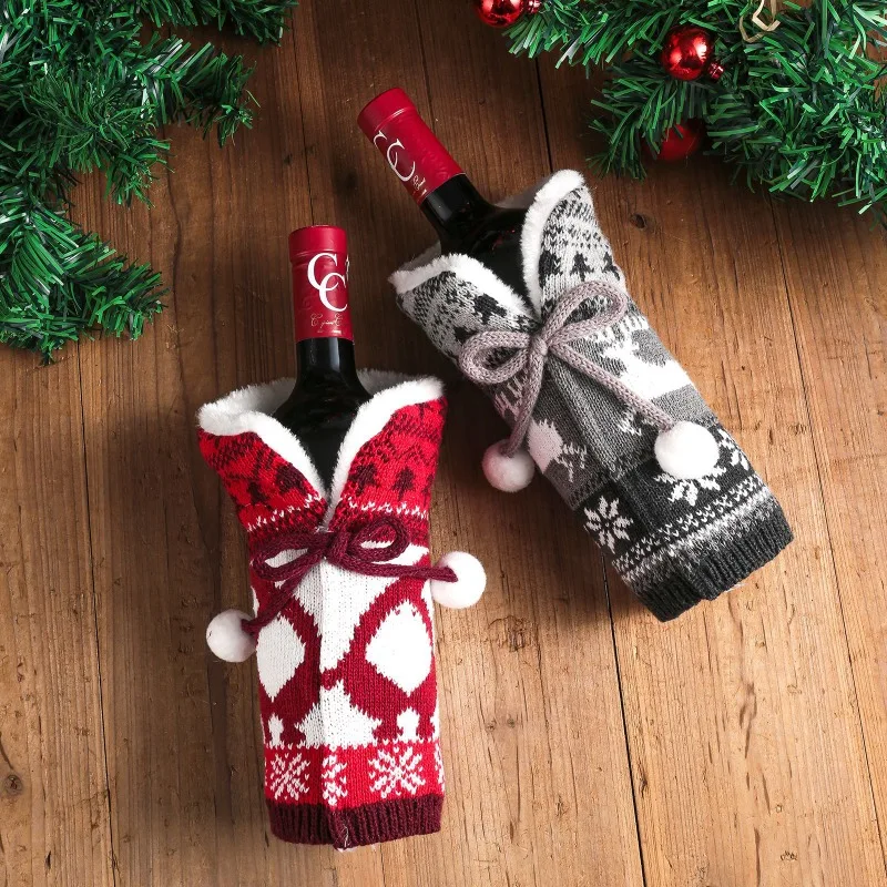 

Платье для винной бутылки, красная клетчатая ткань, Праздничный Рождественский чехол для винной бутылки, милые домашние украшения для любителей вина, для рождественской вечеринки