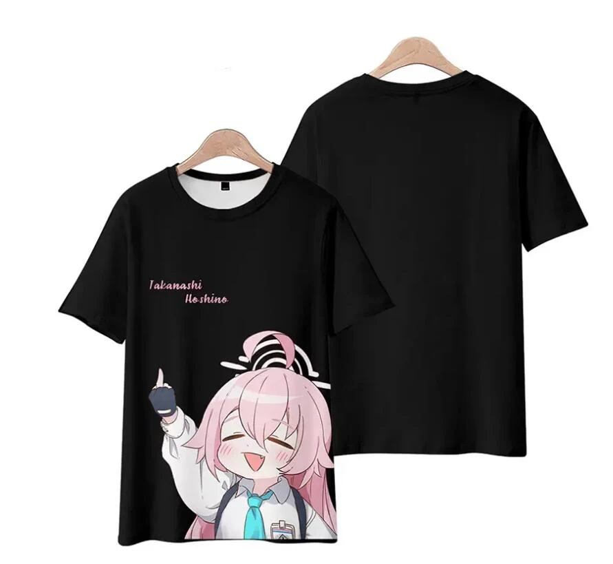 

Blue Archive Takanashi Hoshino Cartoon Summer Short Sleeve T-Shirt Top Casual Clothes Fashion Trend Cosplay Costume Tshirt Tee