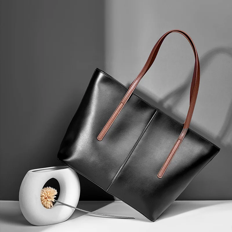 

high quality luxury brand 2023 New Genuine Leather Tote Advanced Sense Commuter One Shoulder Large Capacity Women's Bag Fashion