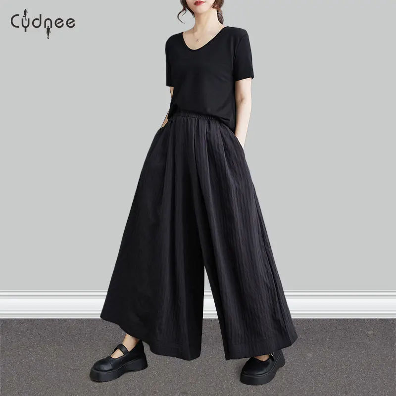 Женские широкие мешковатые капри больших размеров летние брюки-кюлоты большого