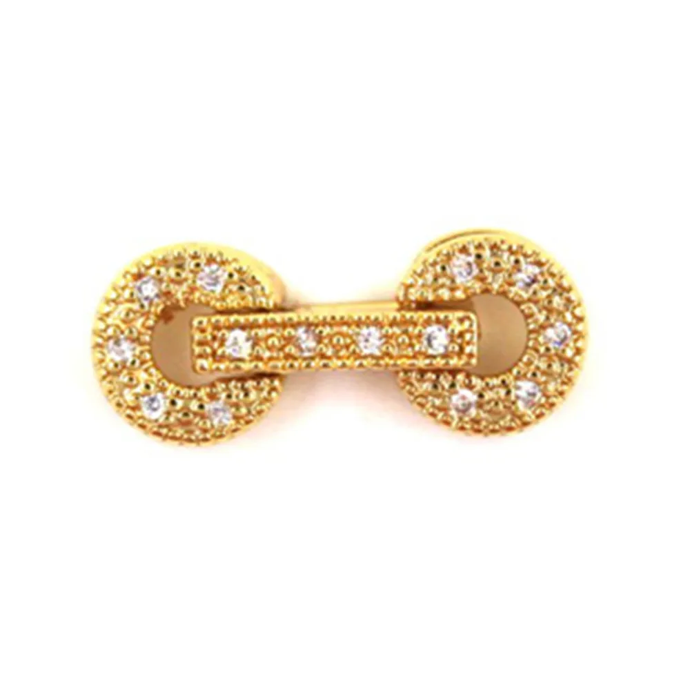 

DIY accessories Real G18K gold plated small 8 button high quality pearl jade crystal bracelet clasp lock clasp