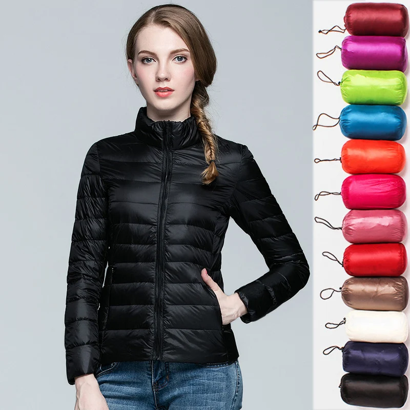 

Down Parka Women Ultra-light Thin Down Jacket 2022 Autumn Winter Slim Short Hooded Warm White Duck Down Coat Women's Outerwear