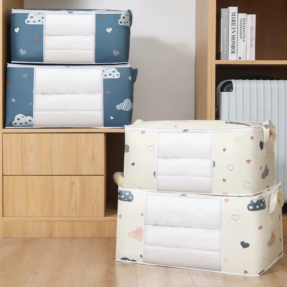 

Big Capacity Organizer Quilt Moisture Dustproof Clothes Storage Bag Visual Duvet Blanket Box Sorting Bags Household Moving Bags