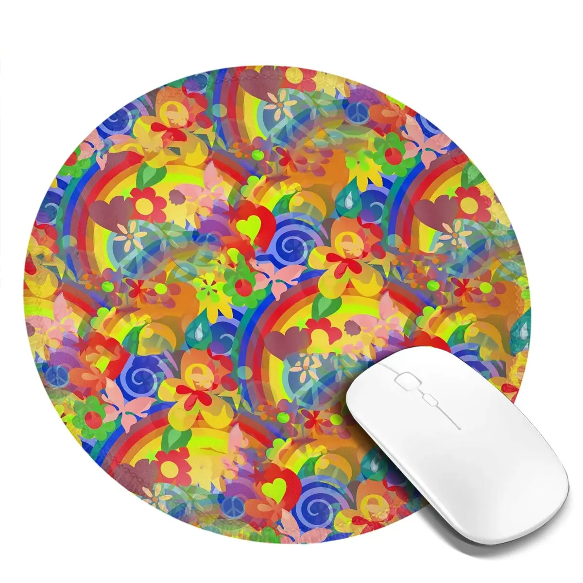 

Flower Power Mouse Pad Rainbow Print Office Rubber Mousepad Original Anti-Slip Cheap Picture Mouse Mat