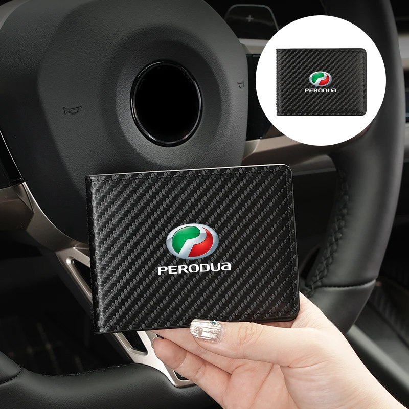 Автомобильный логотип ID сумка из углеродного волокна кожаный банк для Perodua Kanchil