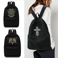 new korean backpack skull printed female middle school student schoolbag casual back pack travel bag unisex youth backpack
