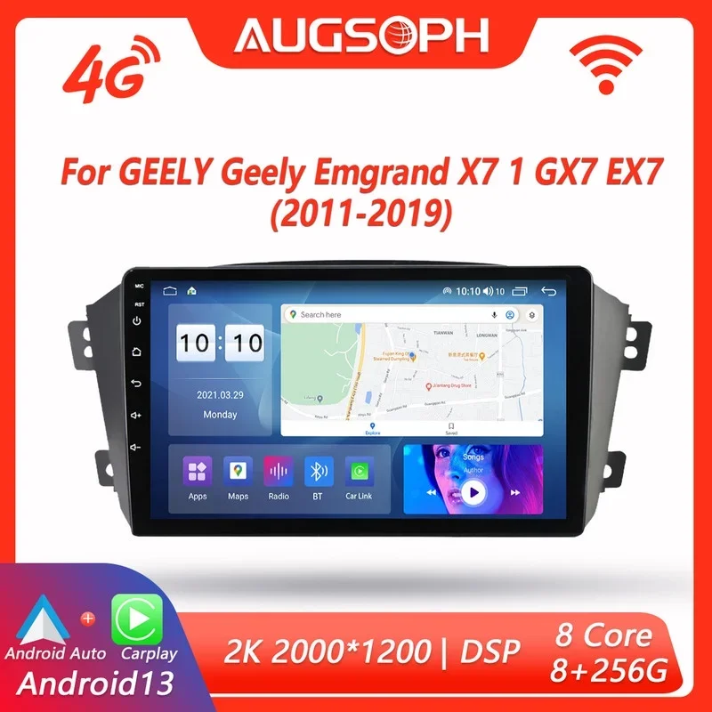 

Android 13 Car Radio for GEELY Geely Emgrand X7 1 GX7 EX7 2011-2019, 9inch 2K Multimedia Player with 4G Car Carplay & 2Din GPS