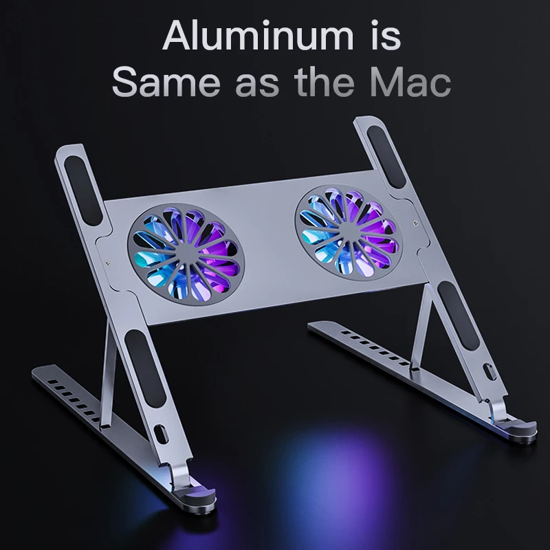 cabletime dual fan gaming laptop stand aluminum foldable cooler for notebook laptop macbook pro adjustable holder c408 free global shipping