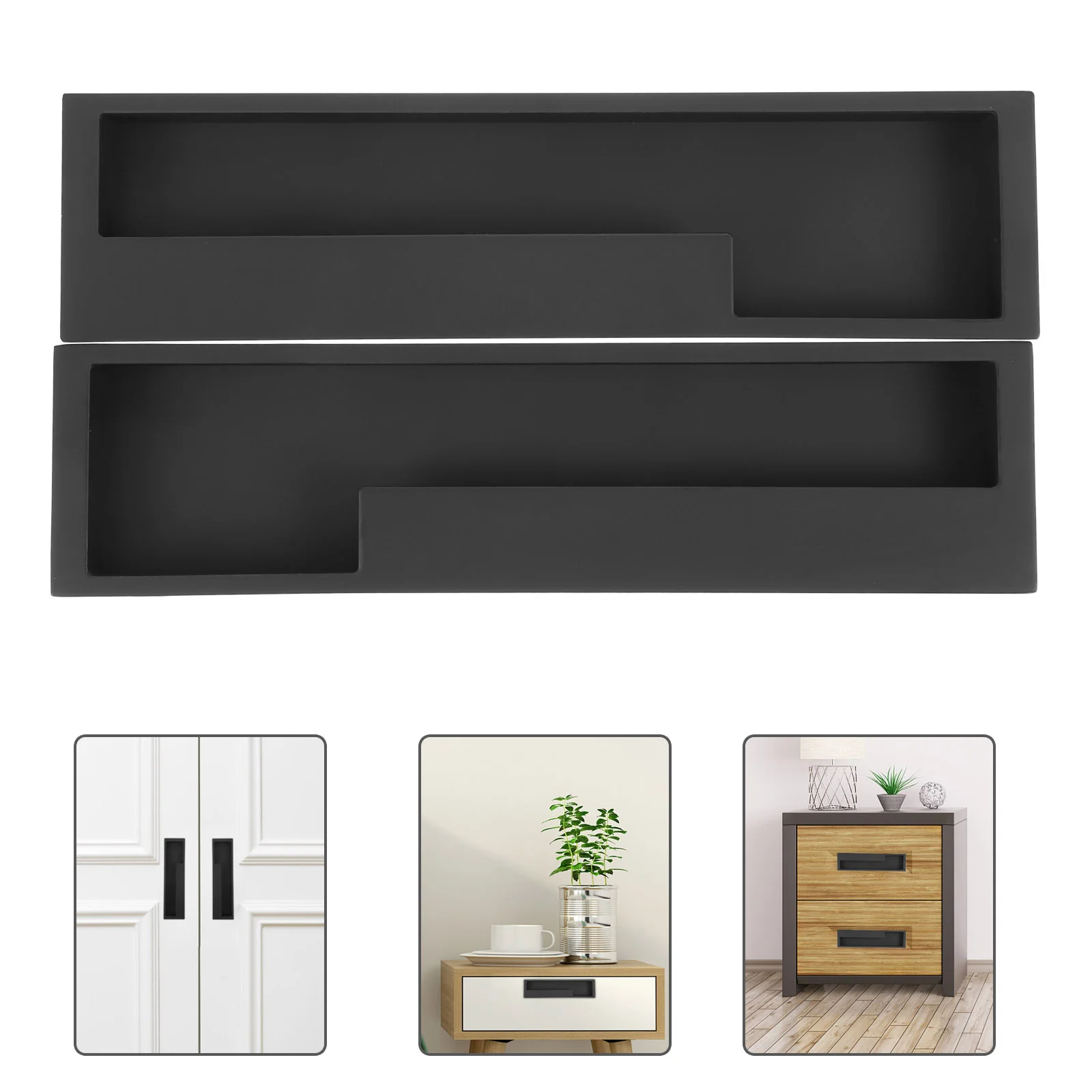 

2 Pcs Brass Door Knobs Cabinet Handles Sliding Flush Pulls Black Wardrobe Flat Metal