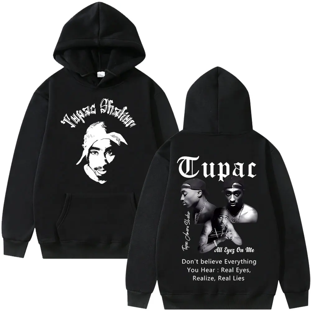 Rapper Tupac 2pac Shakur All Eyez on Me Hoodie Men Women Fashion Hip Hop Vintage Hooded Sweatshirt Men's Loose Oversized Hoodies