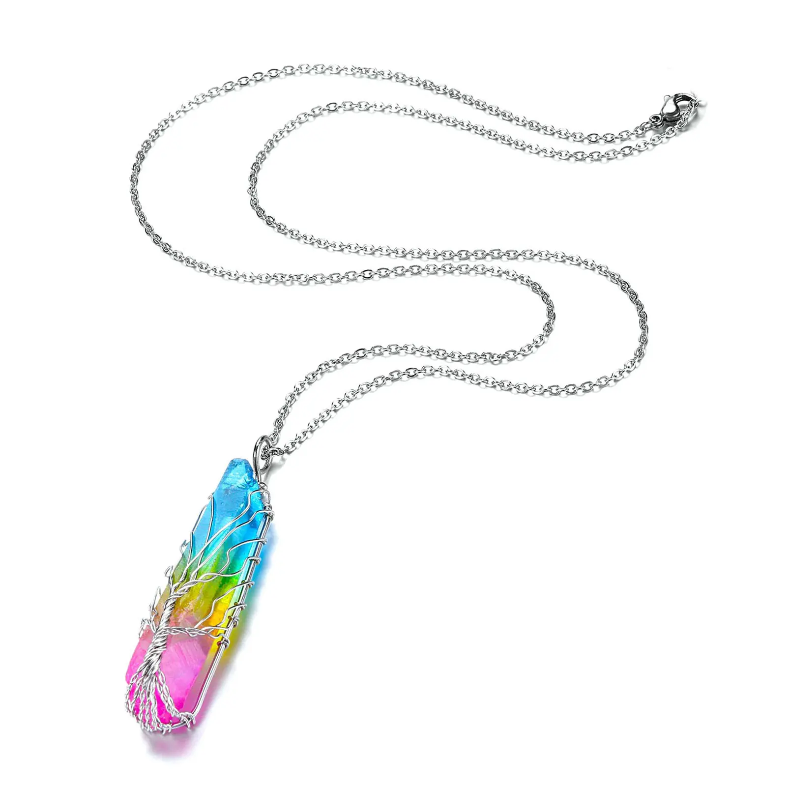 

Tree Of Life Pendant Necklace Crystals Chakra Crystal Chakra Stones Pendant Necklace Birthstone Silver Jewelry For Women Men