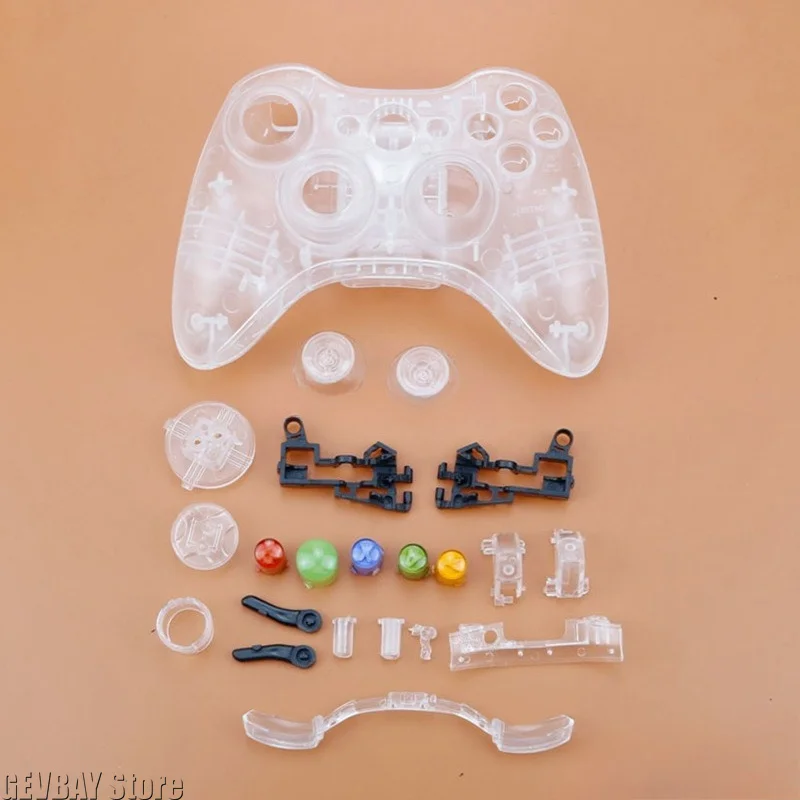 Фото Полный комплект корпуса для беспроводного контроллера XBOX 360 с кнопками, аналоговыми стиками и аксессуарами для бамперов. №2
