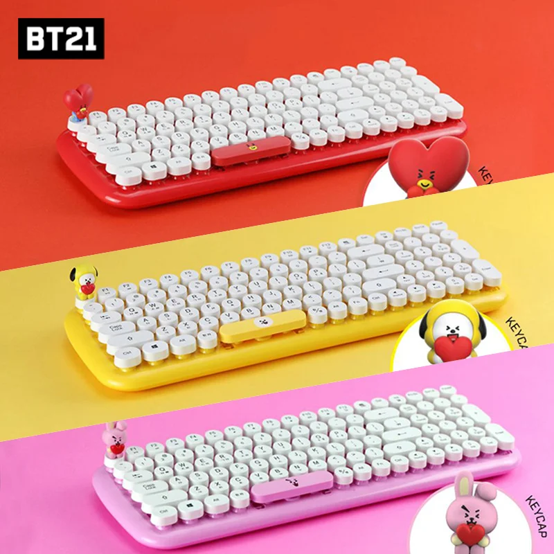 

Korean authentic LINE FRIENDS bt21 BTS wireless mechanical keyboard three-dimensional doll Laptop portable cute girl gift