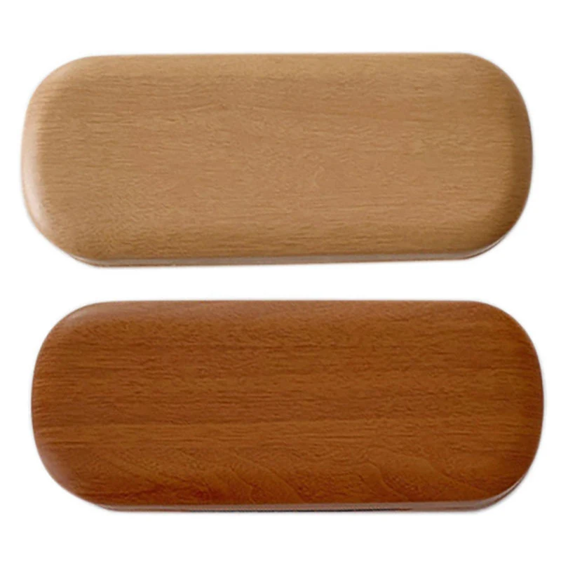 

NEW-2 Pcs Hard Wooden Grain Spectacle Frame Box Reading Glasses Sunglasses Holder Storage Case, Tea Brown & Light Wood