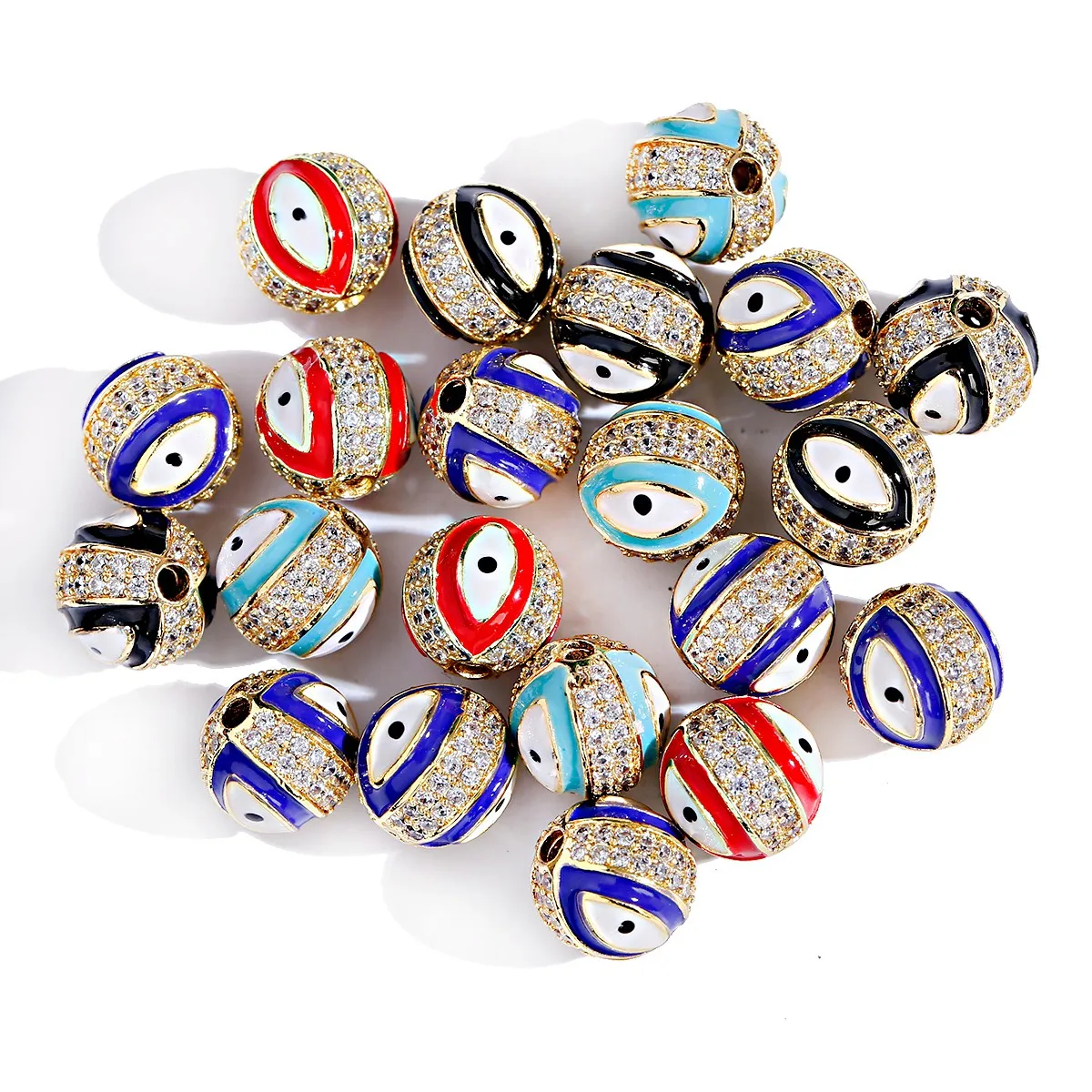 

Brass Inlaid Zirconium Eye Ball Beads DIY For Making Bracelet Necklace Jewelry Accessories