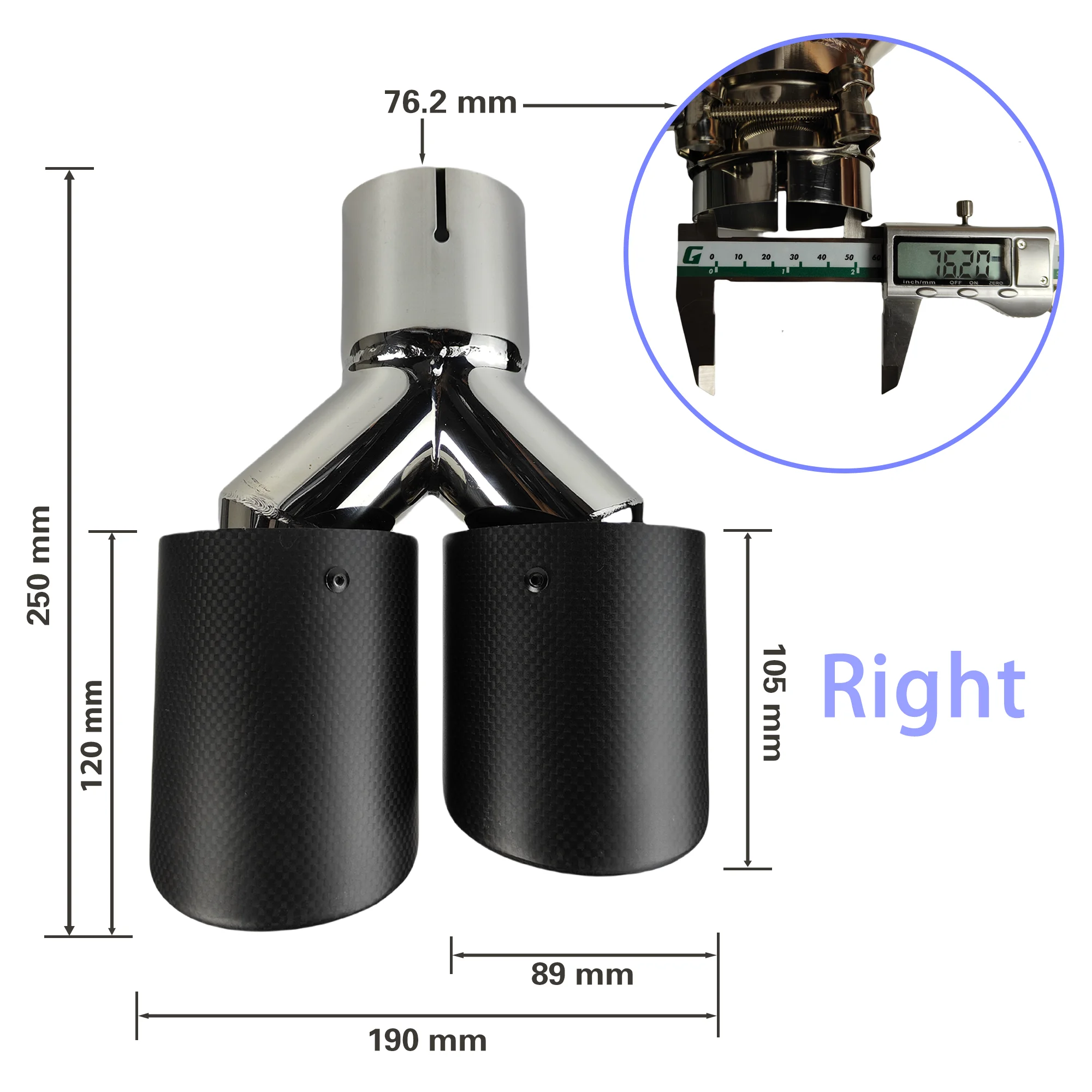 

Автомобильный глянцевый глушитель из углеродного волокна, Y-образная форма, двойные выхлопные трубы, глушители, универсальный Глянец из нержавеющей стали