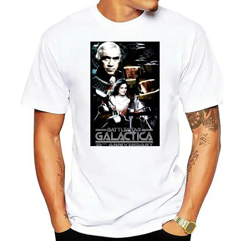 

Battlestar Galactica-Camiseta para adulto, prenda de vestir, con licencia del COLLAGE 35TH ANNIVERSARY, todas las tallas